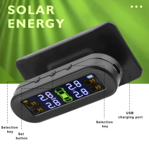 Monitor Solar TPMS de Presión de Neumáticos con 4 Sensores - Image 2