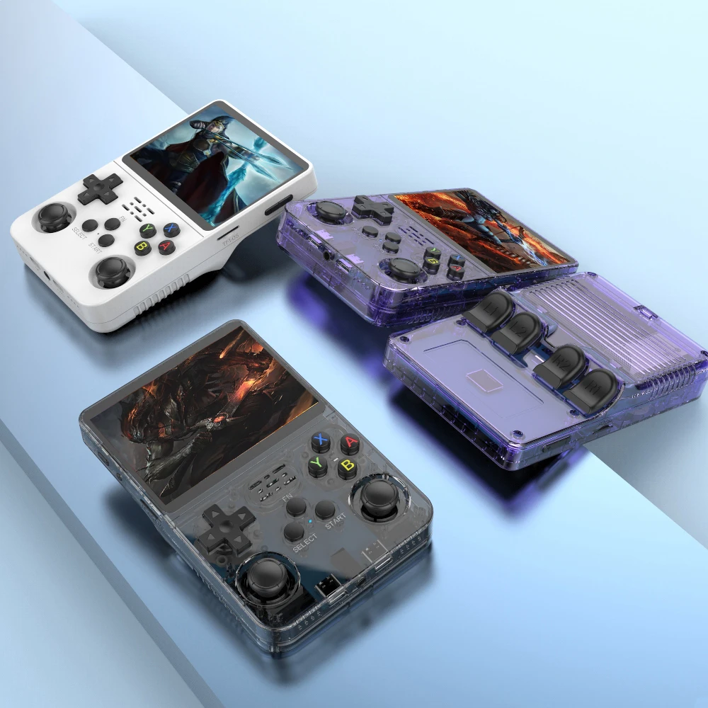 Consola Retro R36S portátil, pantalla IPS de 3,5 pulgadas, sistema Linux y 64GB de juegos.