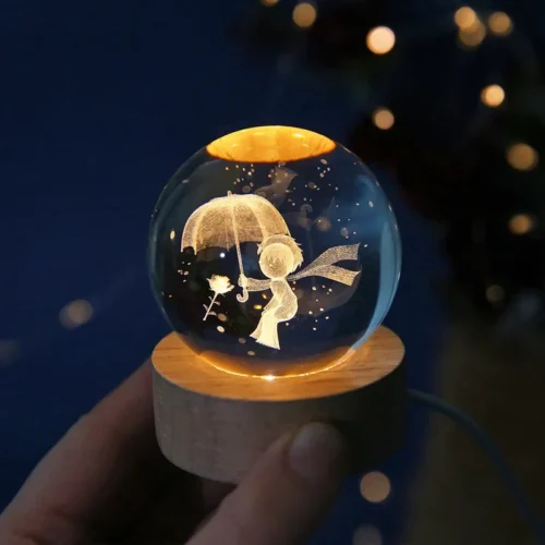 Luz nocturna LED con bola de cristal 3D - Image 6