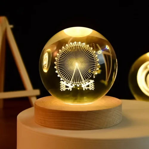 Luz nocturna LED con bola de cristal 3D - Image 3
