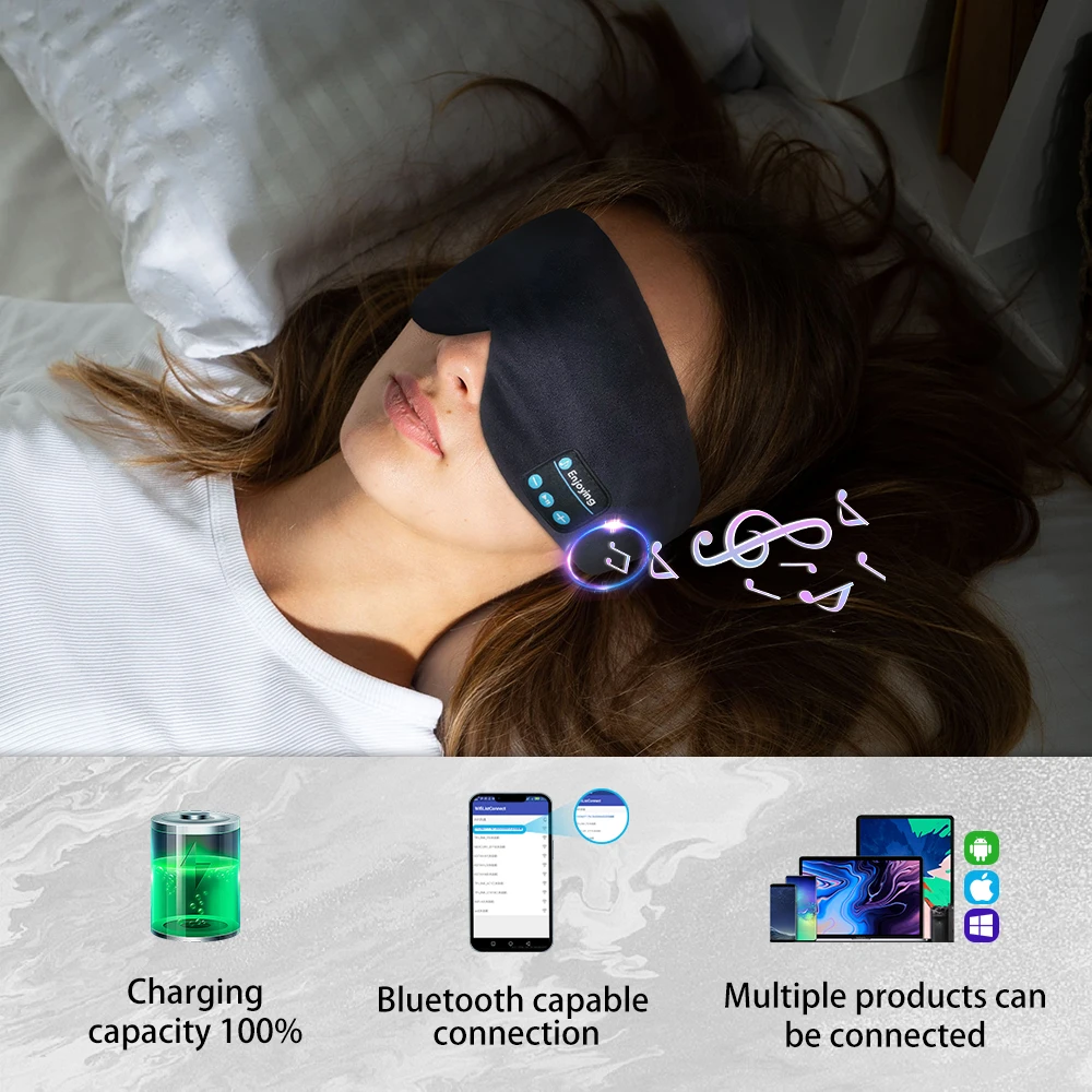 Mascarilla para dormir con Bluetooth y auriculares incorporados