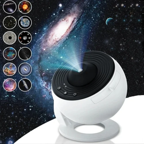 Proyector de estrellas 13 en 1 con auroras y planetario giratorio de 360°, luz nocturna para dormitorio y decoración del hogar.